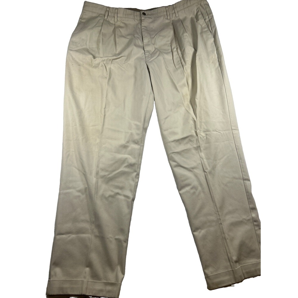 Dockers Class A Men's Pleated Relaxed Fit Work  Pants Tan W44 L32 Cotton